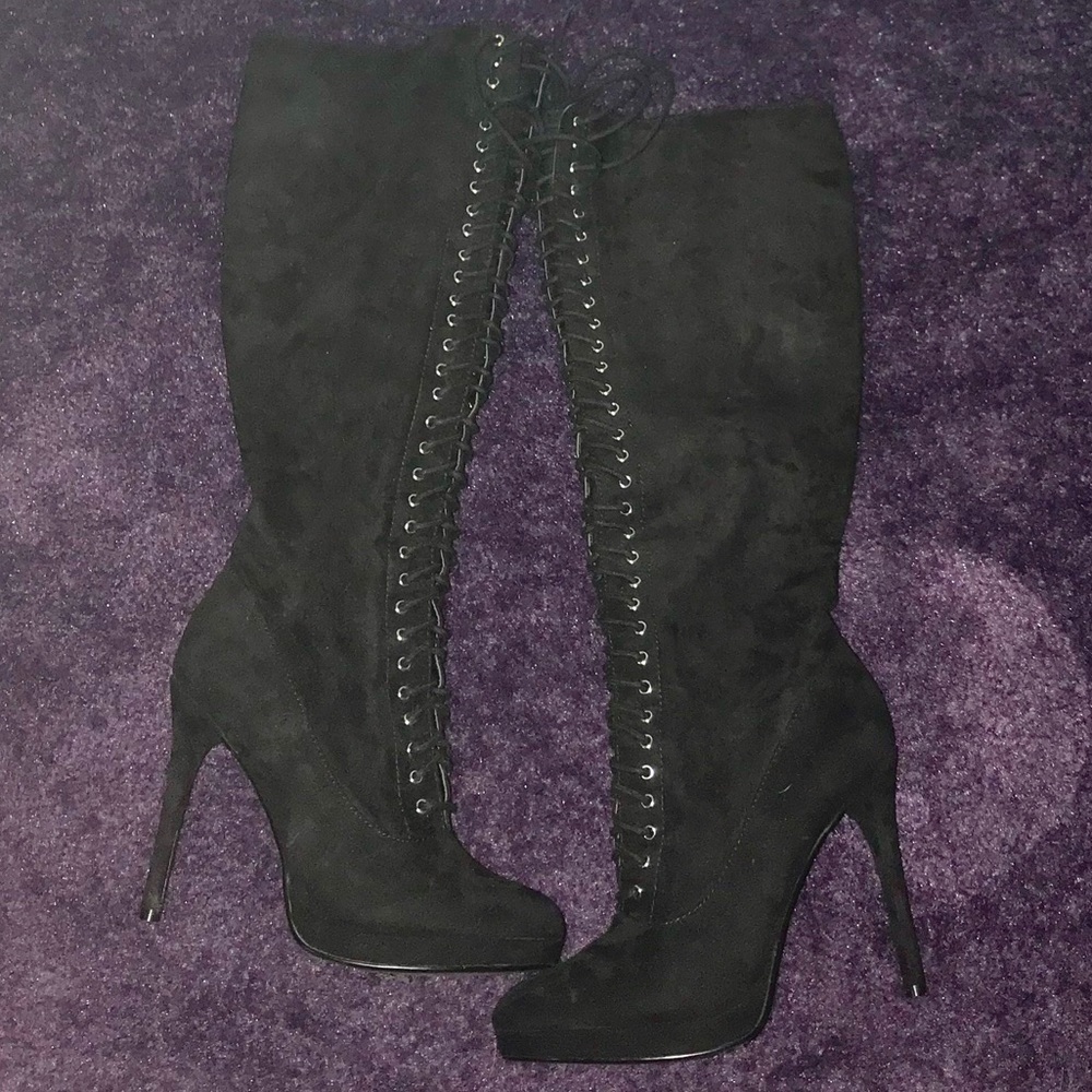 Black knee high boots